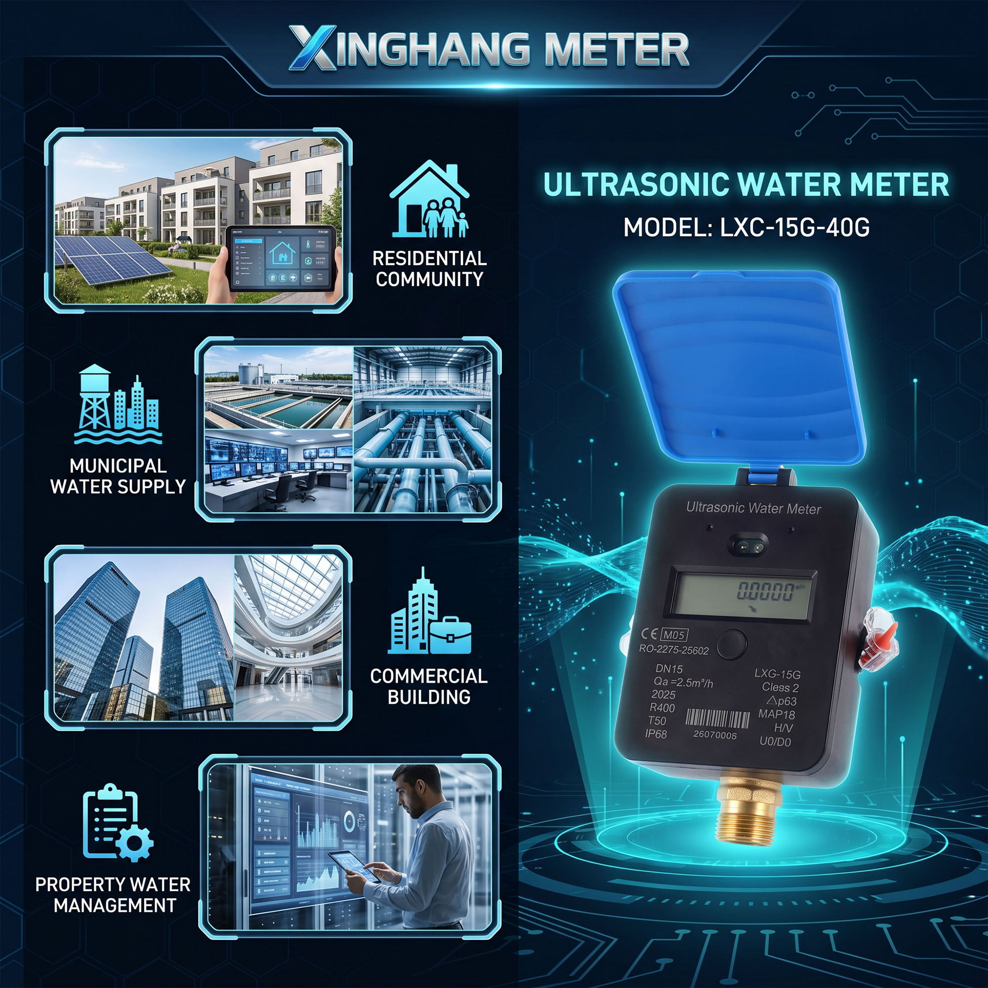 MID Approved R400/R250 M-Bus/ RS485/ 4G/ Lorawan/ NB-IoT Ultrasonic Water Meter