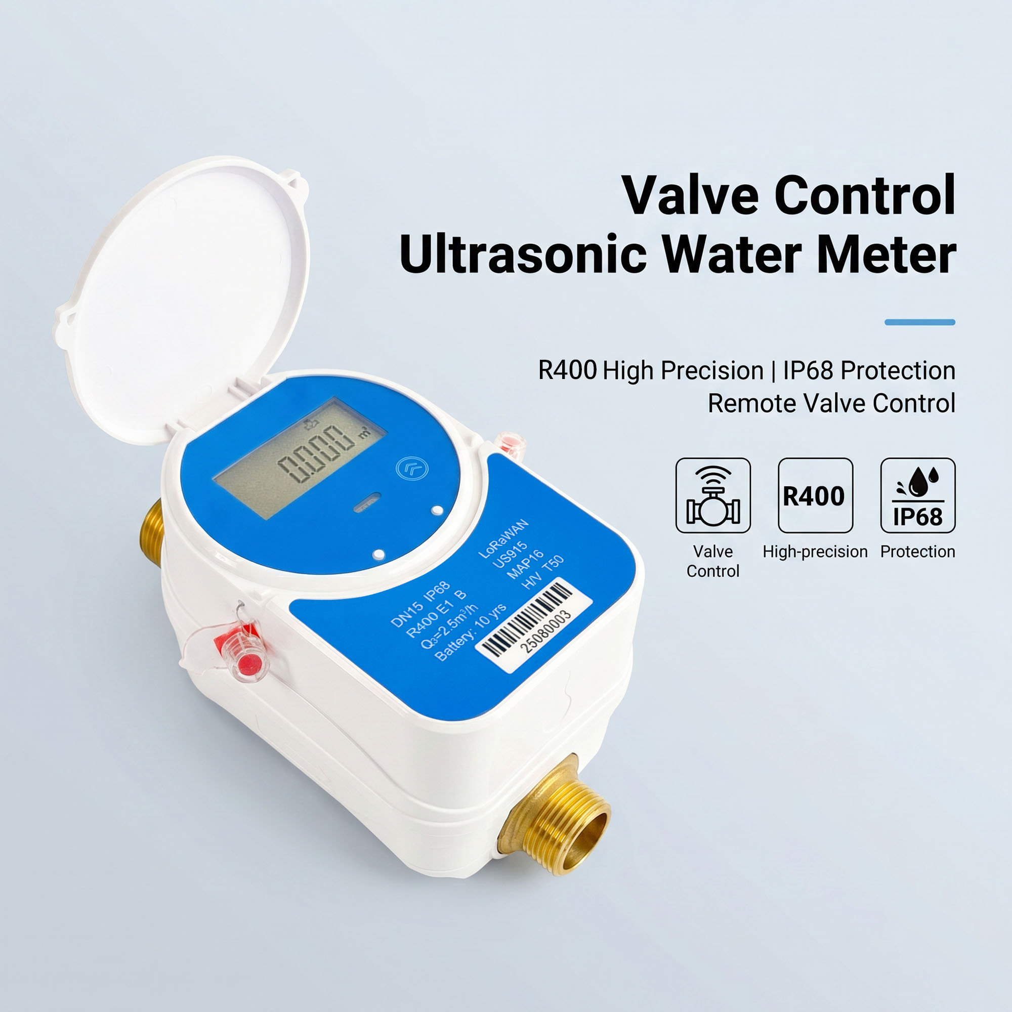 DN15-DN20 Lora/ Lorawan Valve Control Ultrasonic Water Meter 